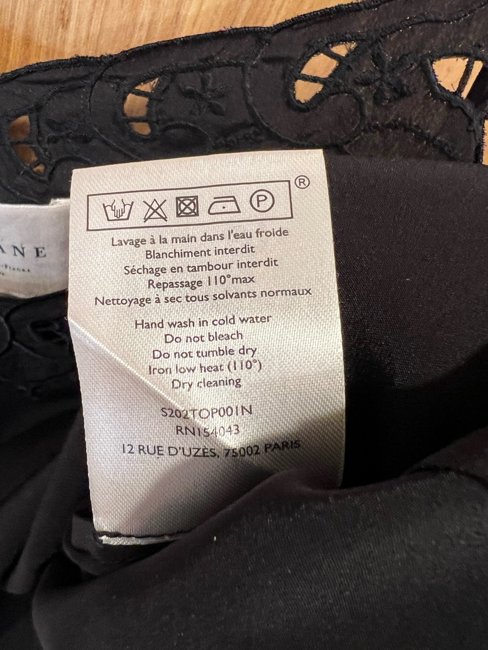 Sézane Palma Embroidered Silk Camisole Top Black FR 36 US 4 Feminine French - Picture 6 of 7